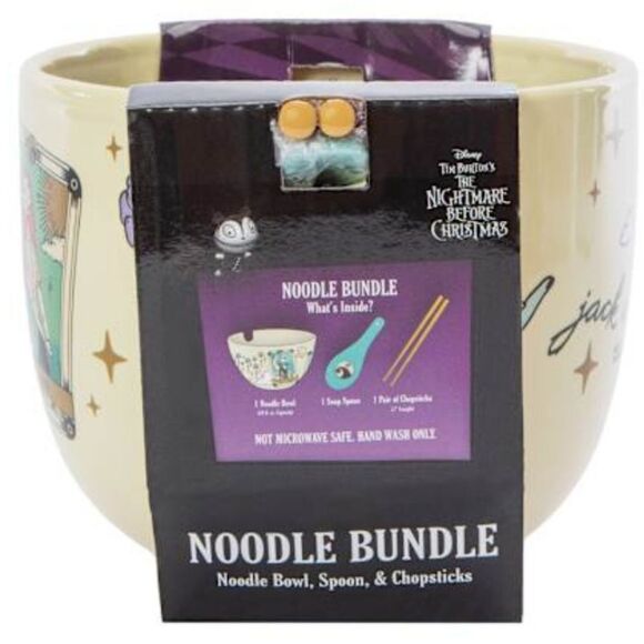 NIB NWT NIGHTMARE BEFORE CHRISTMAS Jack n Sally NOODLE BOWL gift set - Picture 4 of 6